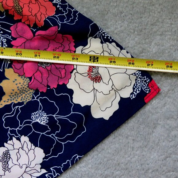 BOG Collective XS Sleeveless Handkerchief High Neck Navy Floral Print Blouse - Picture 9 of 12